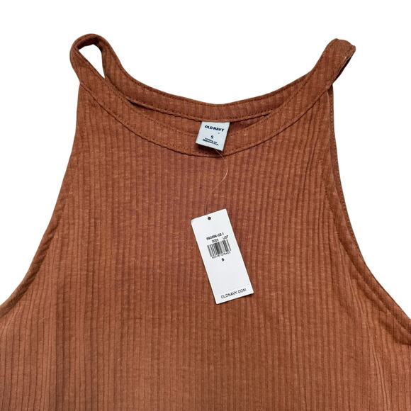 OLD NAVY *NEW* Rib Knit Linen Blend Midi Tank Dress Warm Hickory Brown Sz Small - Picture 6 of 10